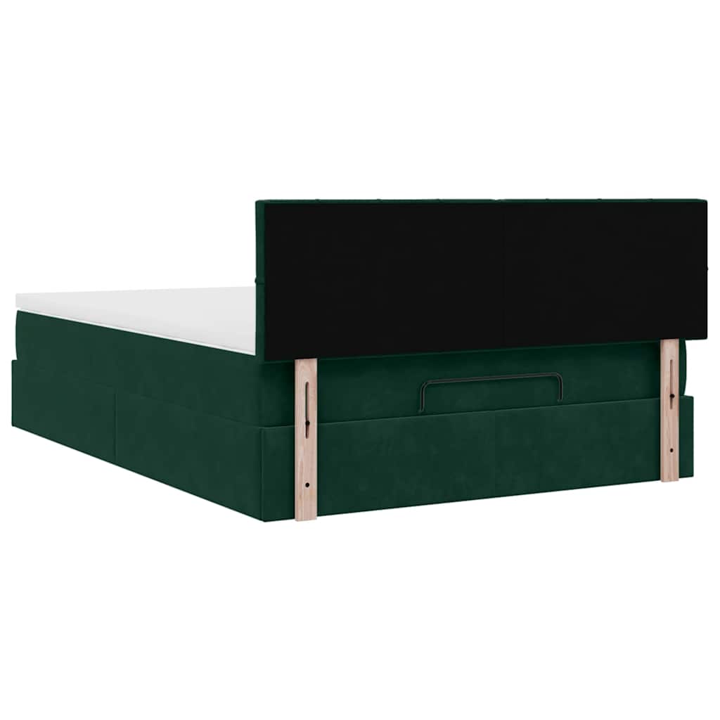 Cadre de lit ottoman avec matelas vert foncé 140x190 cm velours