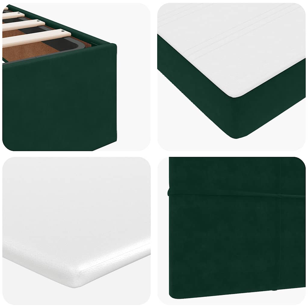 Cadre de lit ottoman avec matelas vert foncé 140x190 cm velours