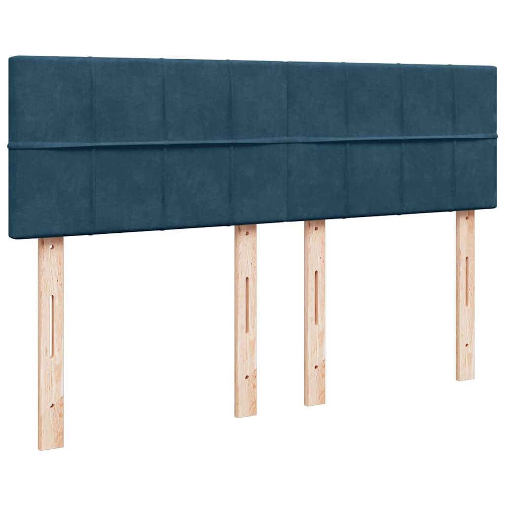 Cadre de lit ottoman avec matelas bleu foncé 140x190 cm velours - XIOS