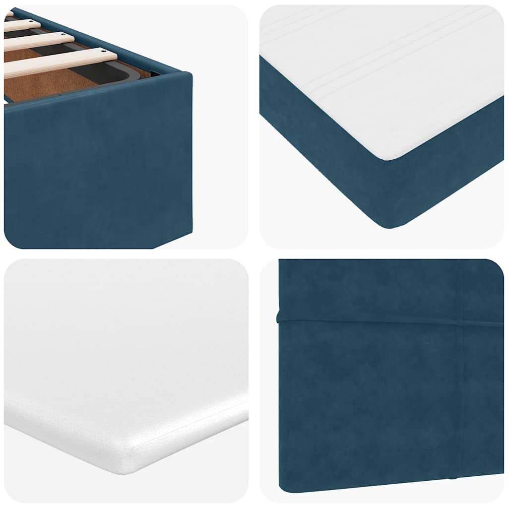 Cadre de lit ottoman avec matelas bleu foncé 140x190 cm velours - XIOS