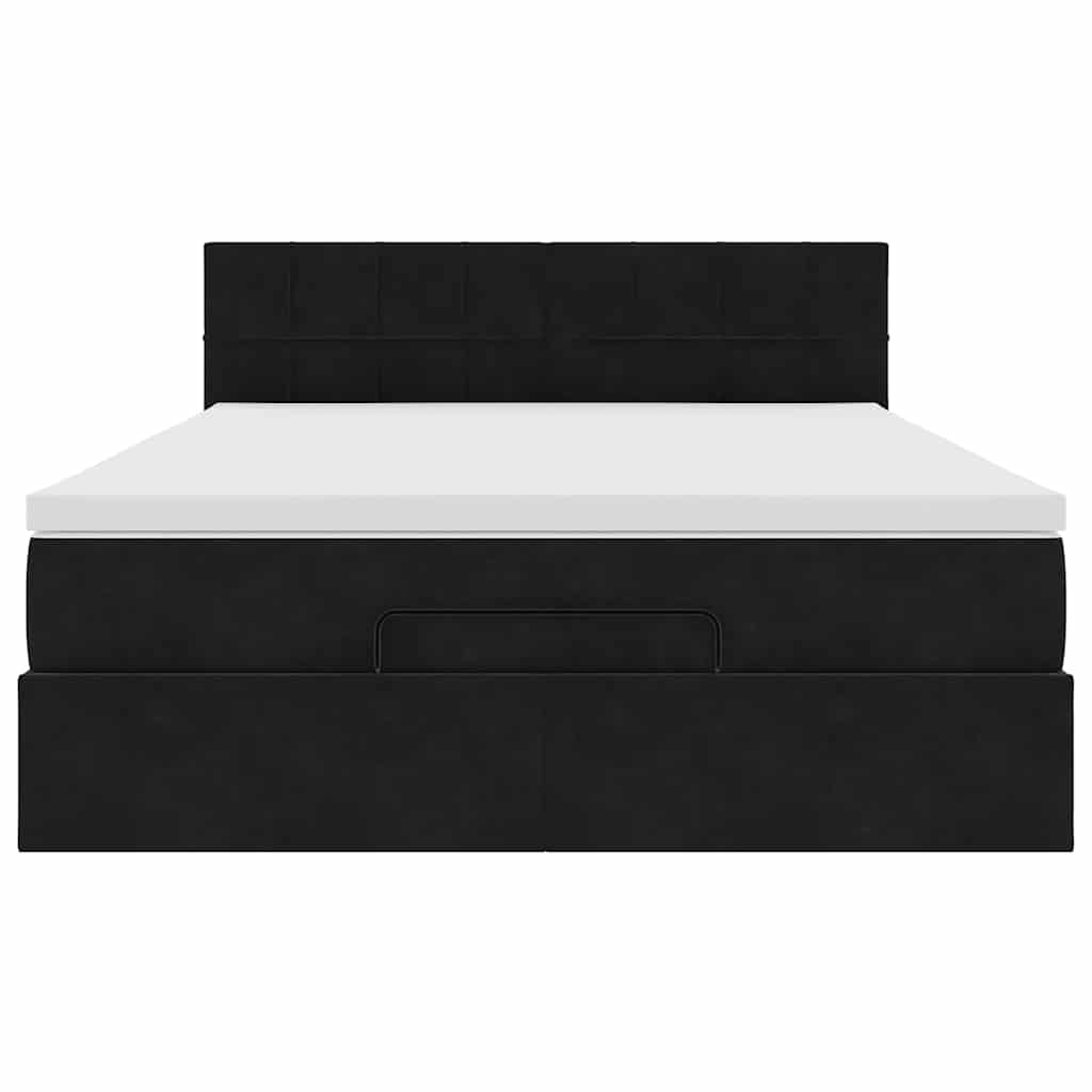 Cadre de lit ottoman avec matelas noir 140x200 cm velours - XIOS