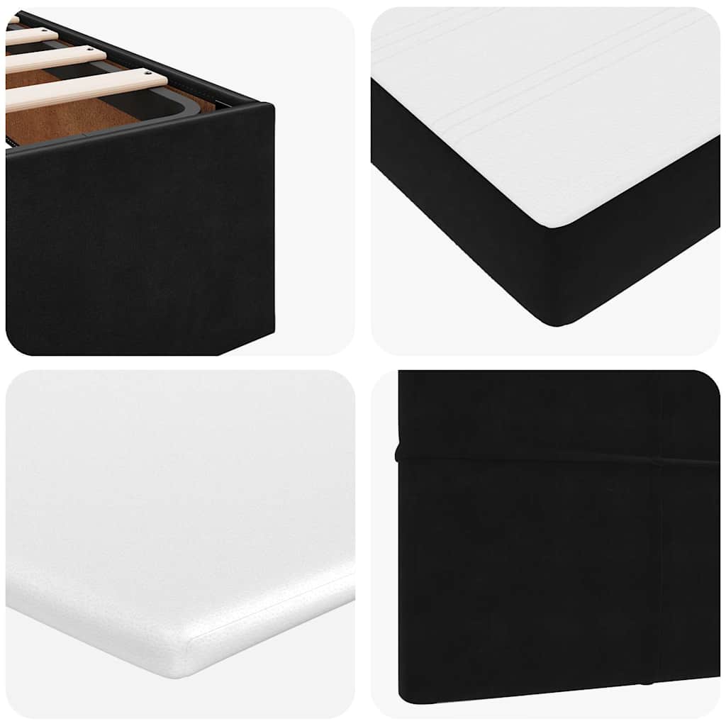 Cadre de lit ottoman avec matelas noir 140x200 cm velours - XIOS