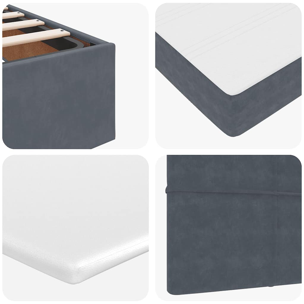 Cadre de lit ottoman avec matelas gris foncé 160x200 cm velours - XIOS