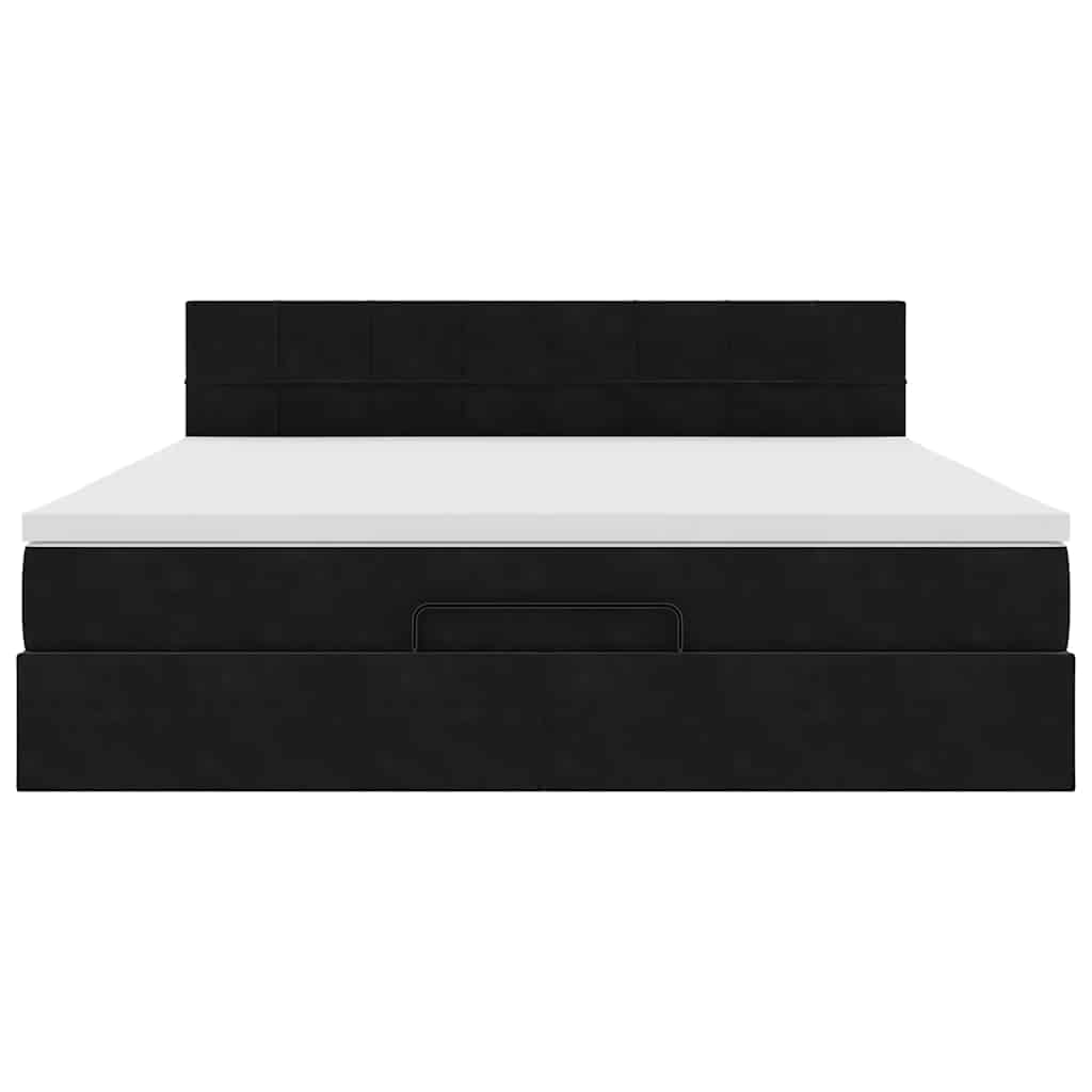 Cadre de lit ottoman avec matelas noir 160x200 cm velours - XIOS