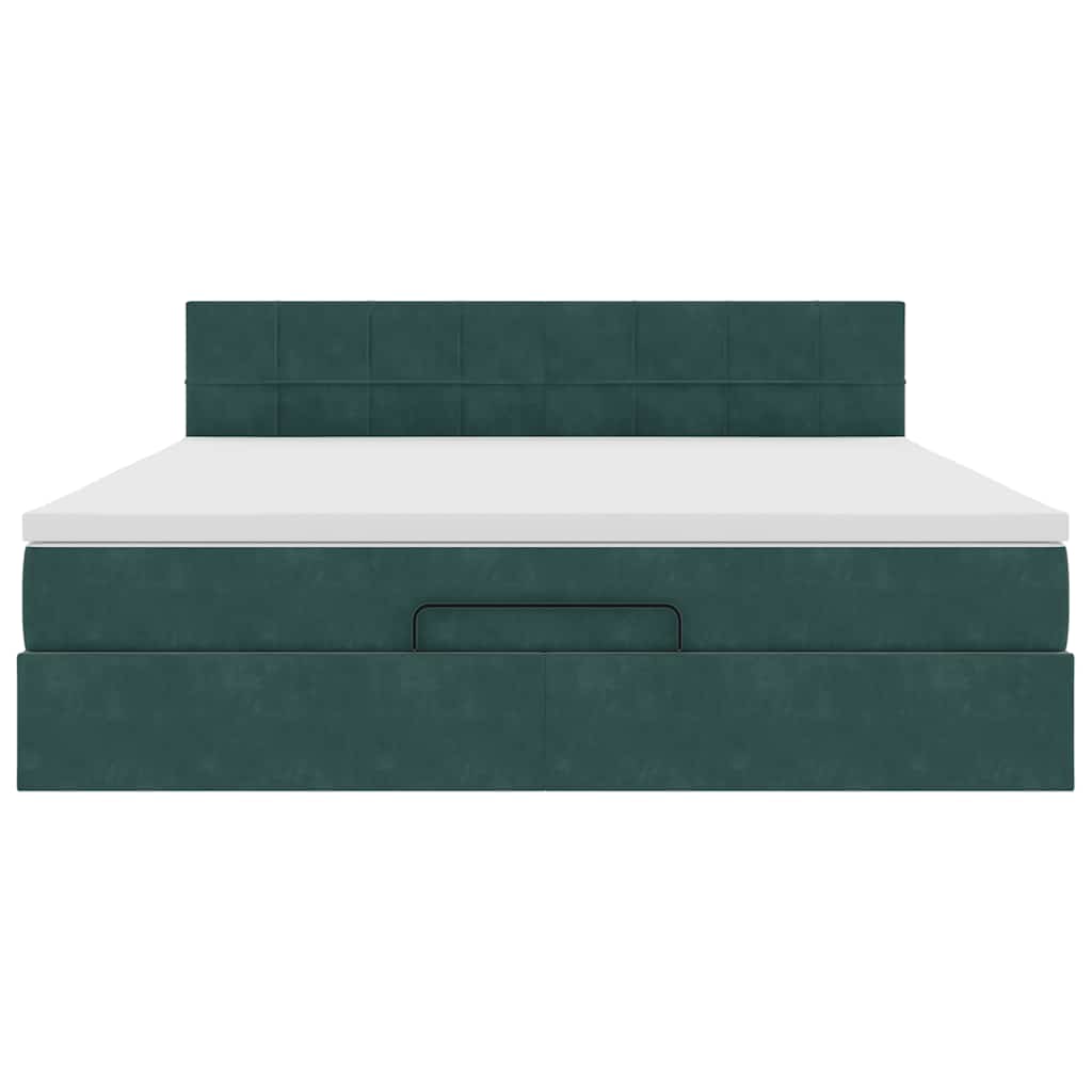 Cadre de lit ottoman avec matelas vert foncé 160x200 cm velours - XIOS