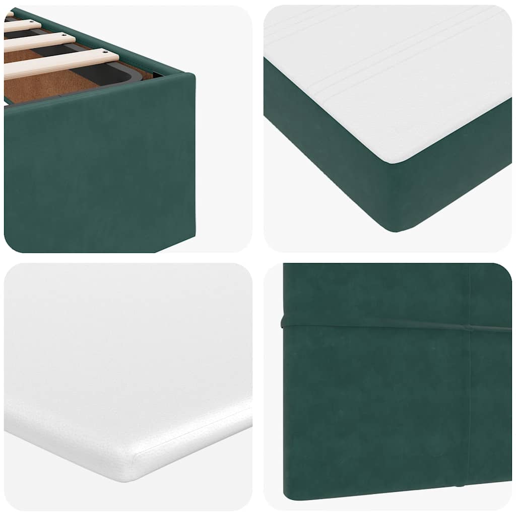 Cadre de lit ottoman avec matelas vert foncé 160x200 cm velours - XIOS