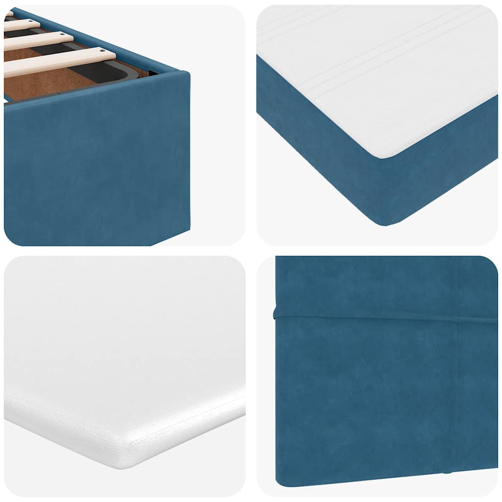 Cadre de lit ottoman avec matelas bleu foncé 160x200 cm velours - XIOS
