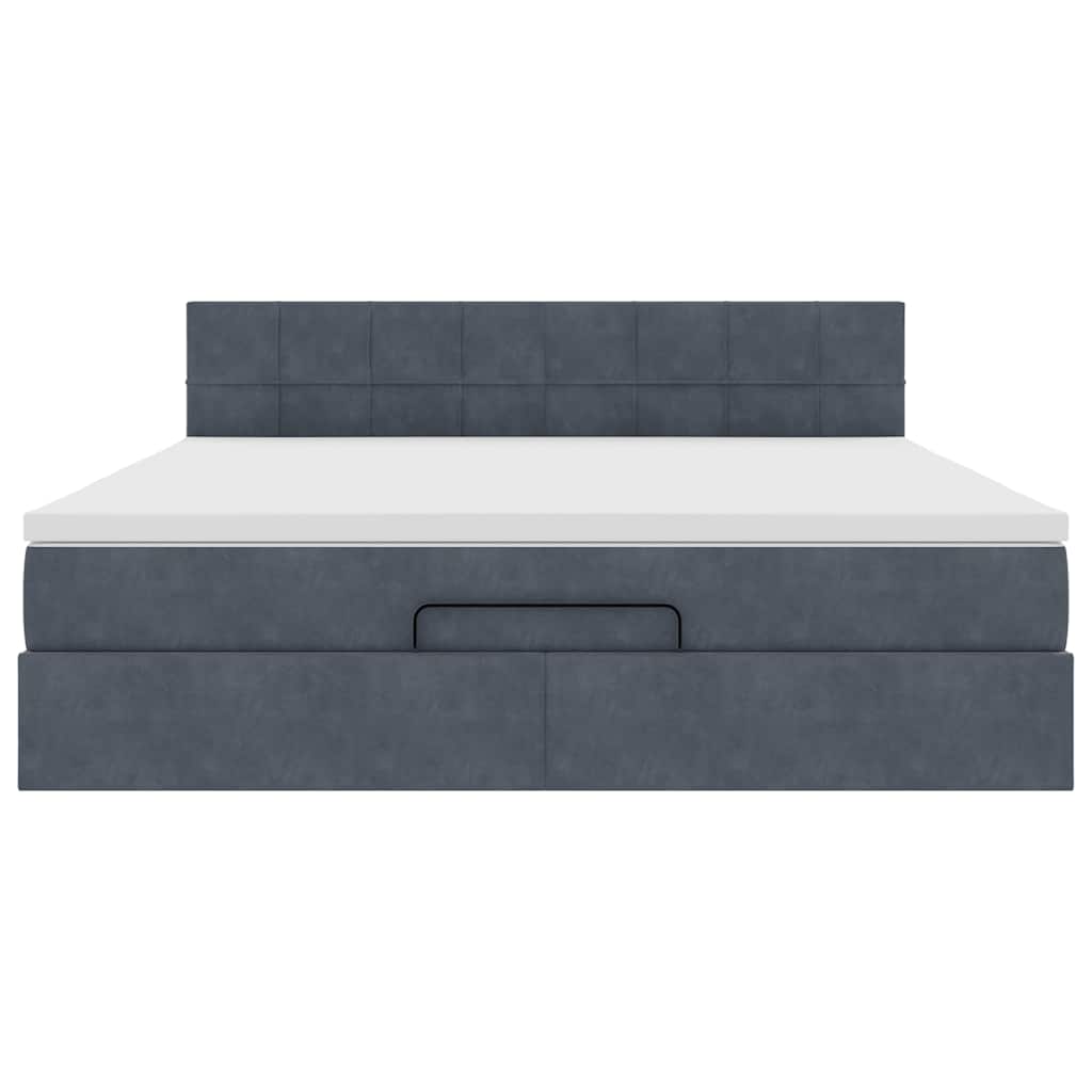 Cadre de lit ottoman avec matelas gris foncé 180x200 cm velours - XIOS