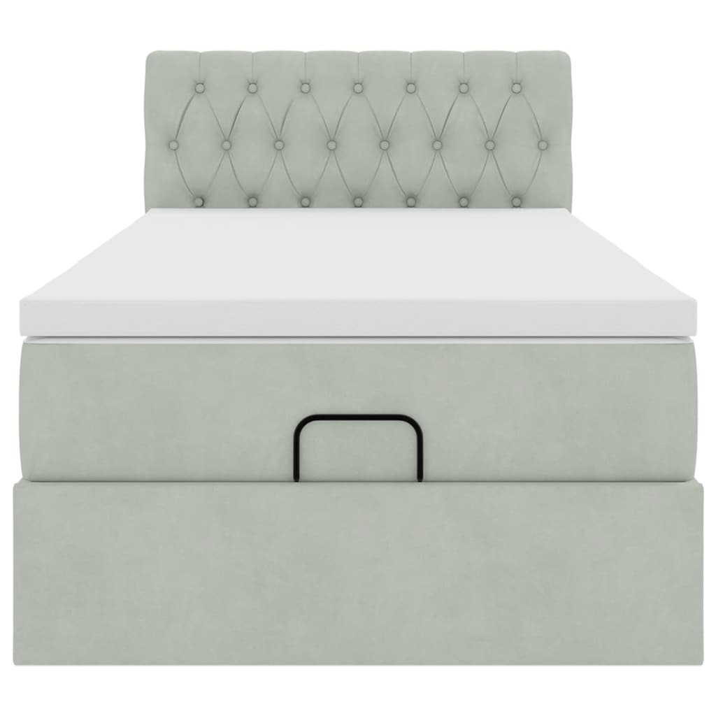 Cadre de lit ottoman avec matelas gris clair 80x200 cm velours - XIOS