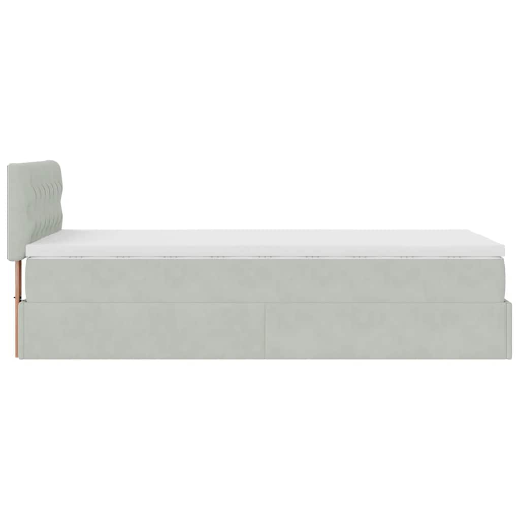 Cadre de lit ottoman avec matelas gris clair 80x200 cm velours - XIOS
