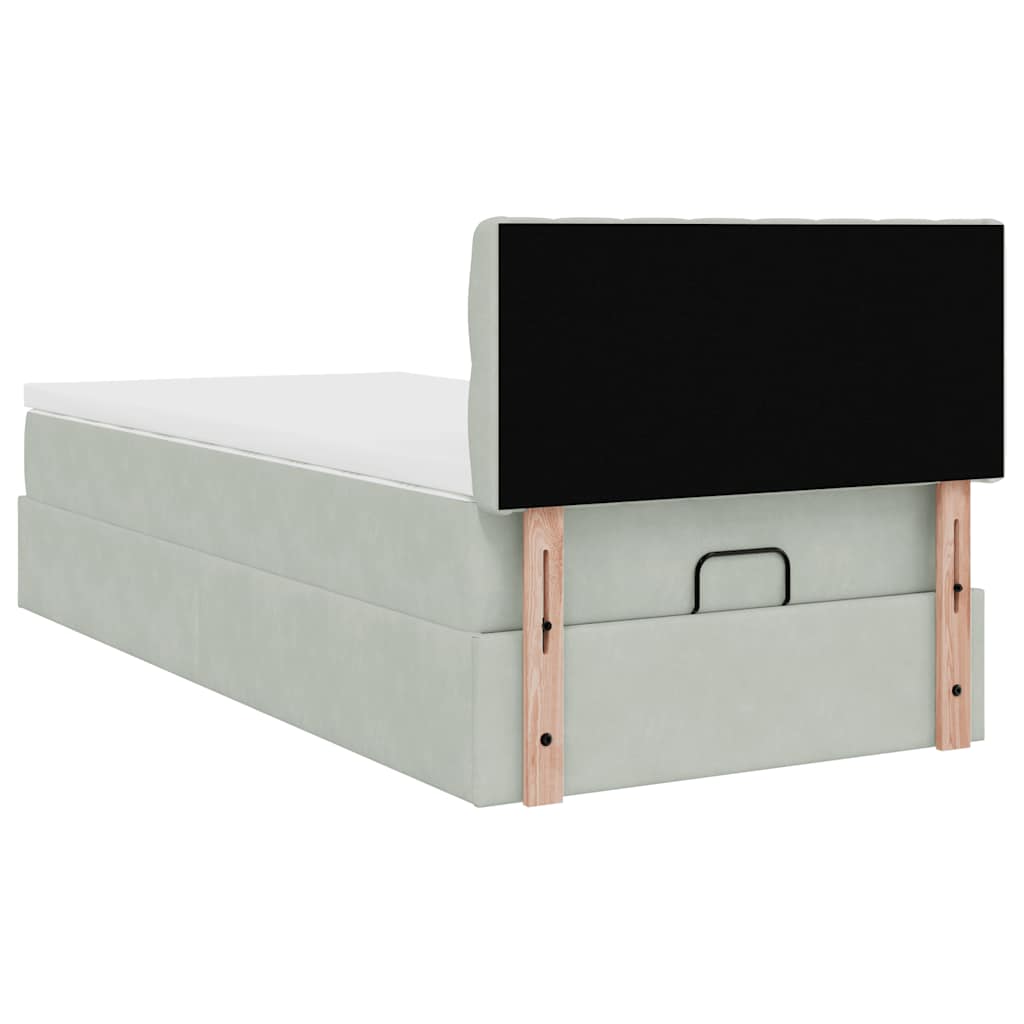 Cadre de lit ottoman avec matelas gris clair 80x200 cm velours - XIOS