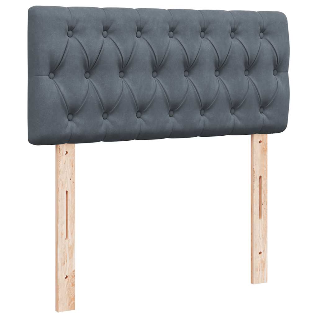 Cadre de lit ottoman avec matelas gris foncé 80x200 cm velours - XIOS