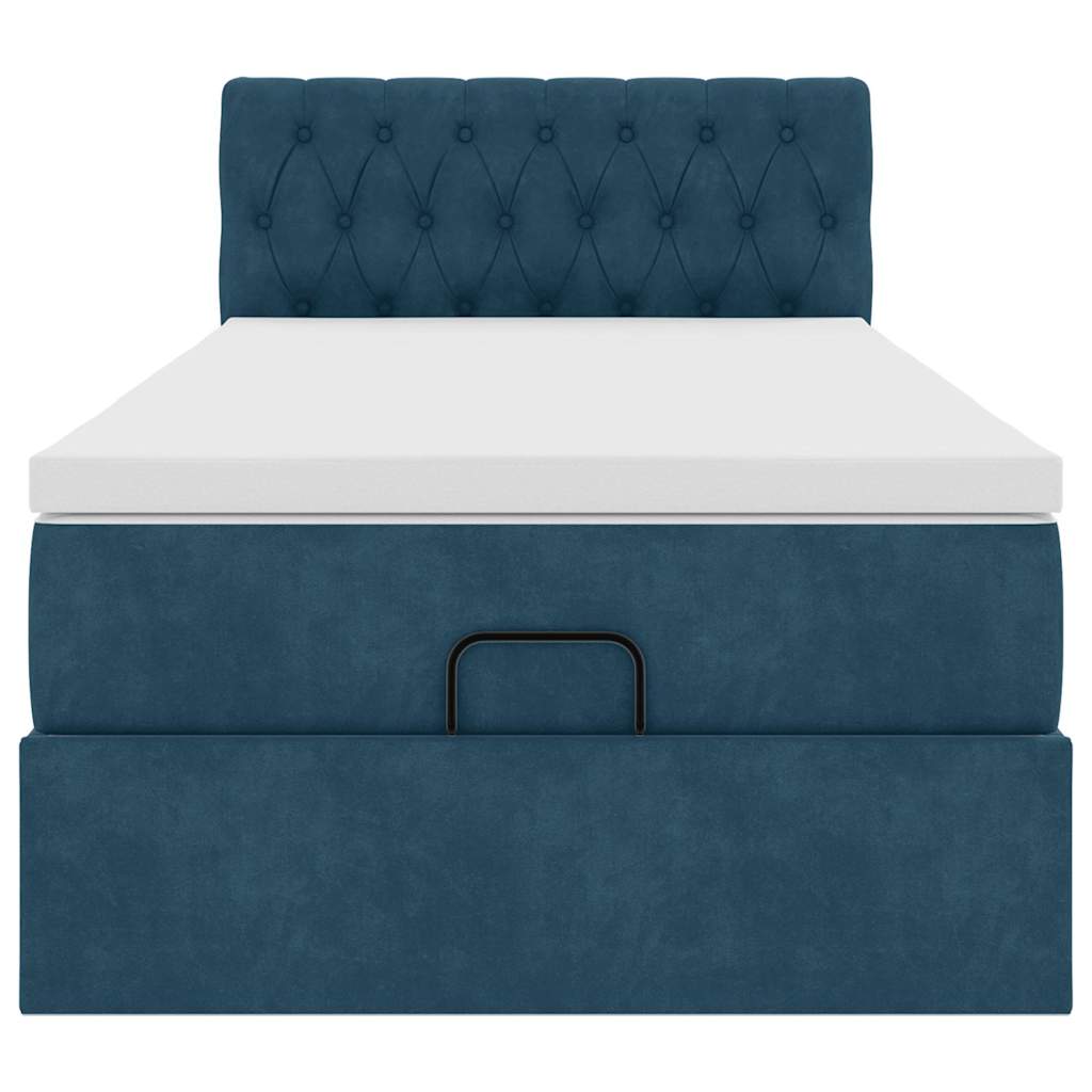 Cadre de lit ottoman avec matelas bleu foncé 80x200 cm velours - XIOS