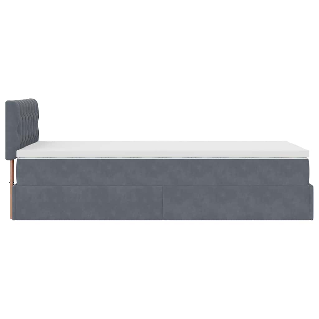 Cadre de lit ottoman avec matelas gris foncé 90x190 cm velours - XIOS