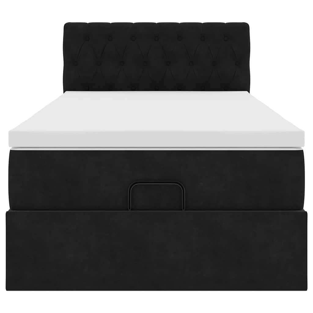 Cadre de lit ottoman avec matelas noir 90x190 cm velours - XIOS