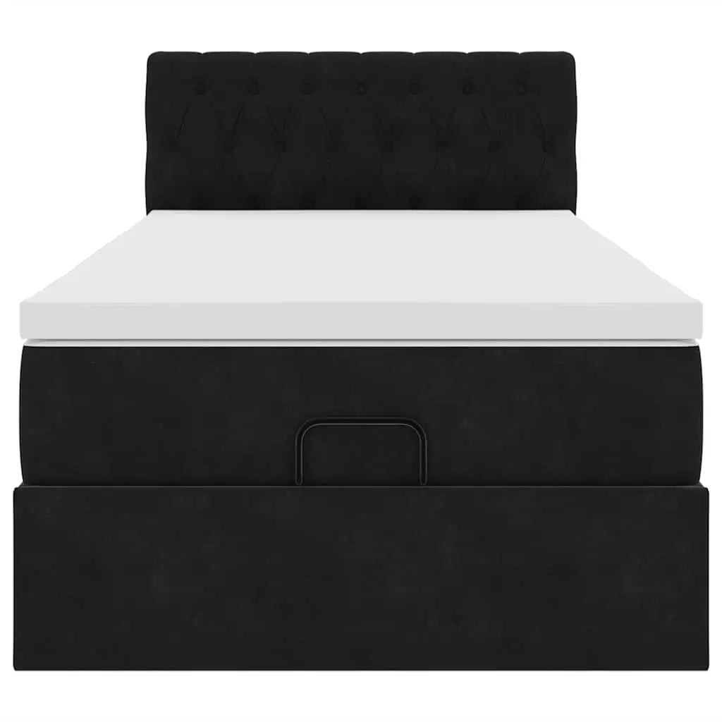 Cadre de lit ottoman avec matelas noir 90x200 cm velours - XIOS