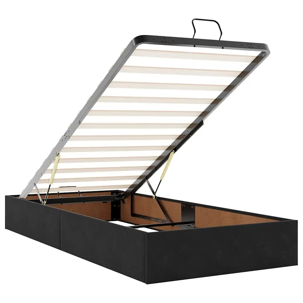 Cadre de lit ottoman avec matelas noir 90x200 cm velours - XIOS