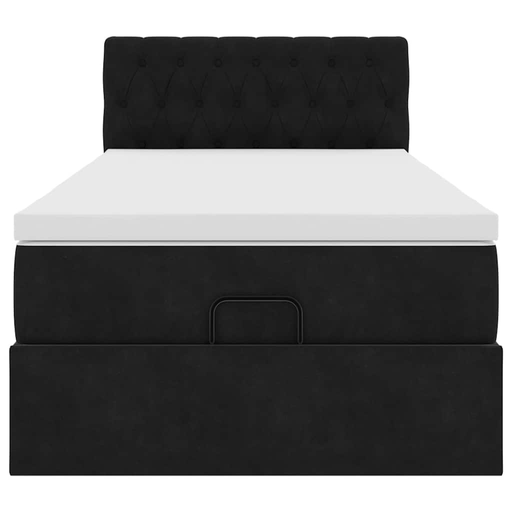 Cadre de lit ottoman avec matelas noir 100x200cm velours - XIOS