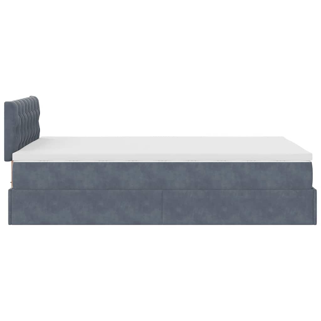 Lit ottoman avec matelas gris foncé 120x190 cm velours - XIOS