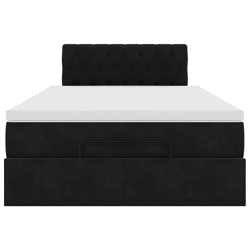 Lit ottoman avec matelas noir 120x190 cm velours - XIOS