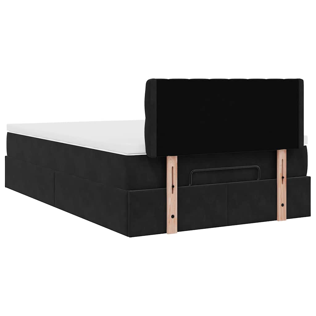 Lit ottoman avec matelas noir 120x190 cm velours - XIOS