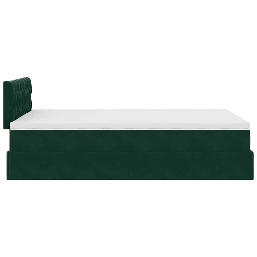 Lit ottoman avec matelas vert foncé 120x190 cm velours - XIOS