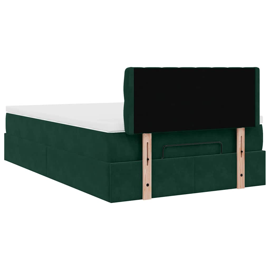 Lit ottoman avec matelas vert foncé 120x190 cm velours - XIOS