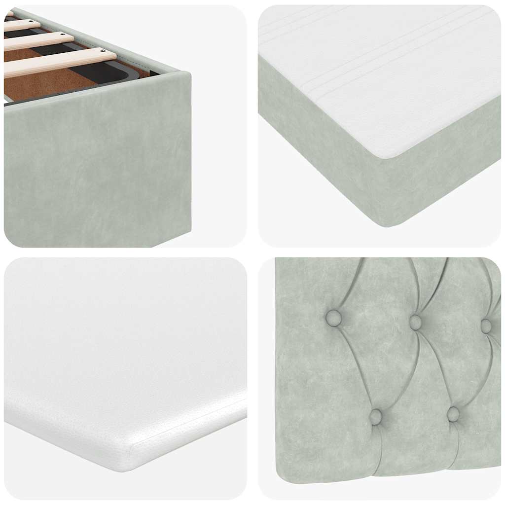 Cadre de lit ottoman et matelas gris clair 120x200 cm velours