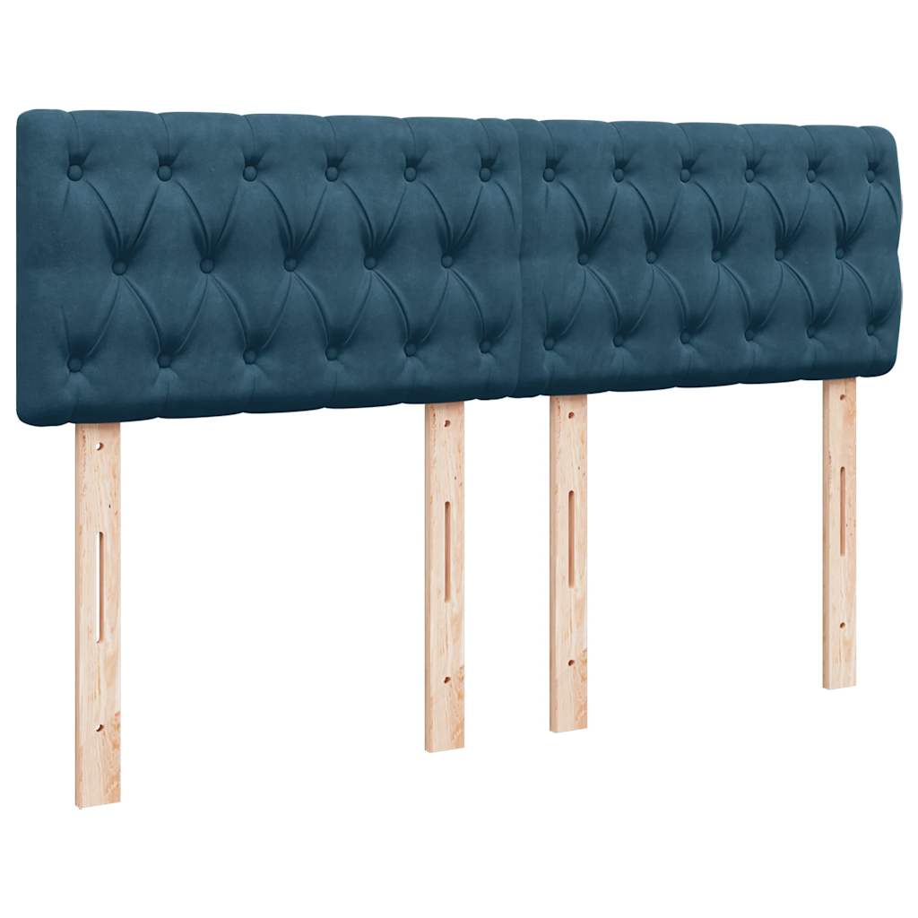Cadre de lit ottoman avec matelas bleu foncé 140x190 cm velours - XIOS