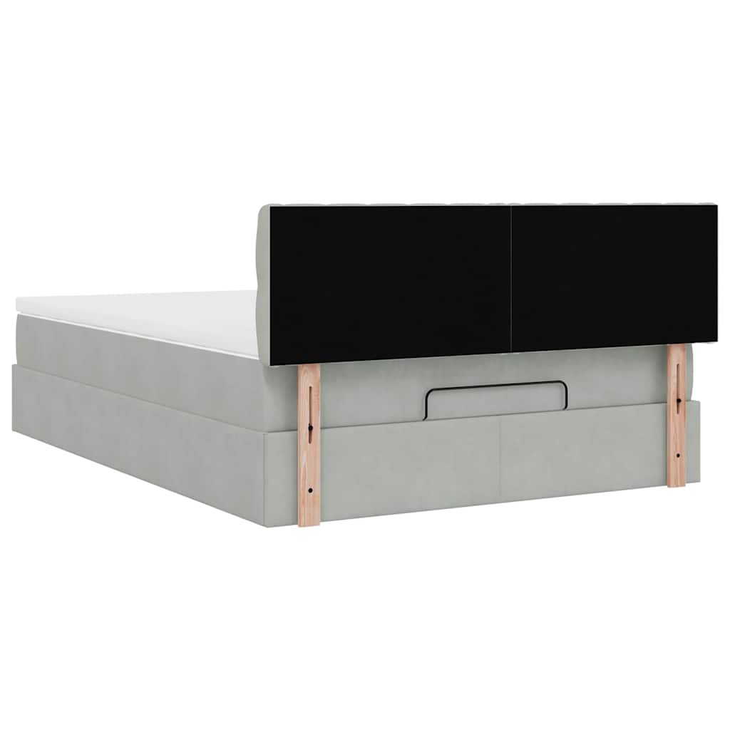Cadre de lit ottoman avec matelas gris clair 140x200 cm velours - XIOS