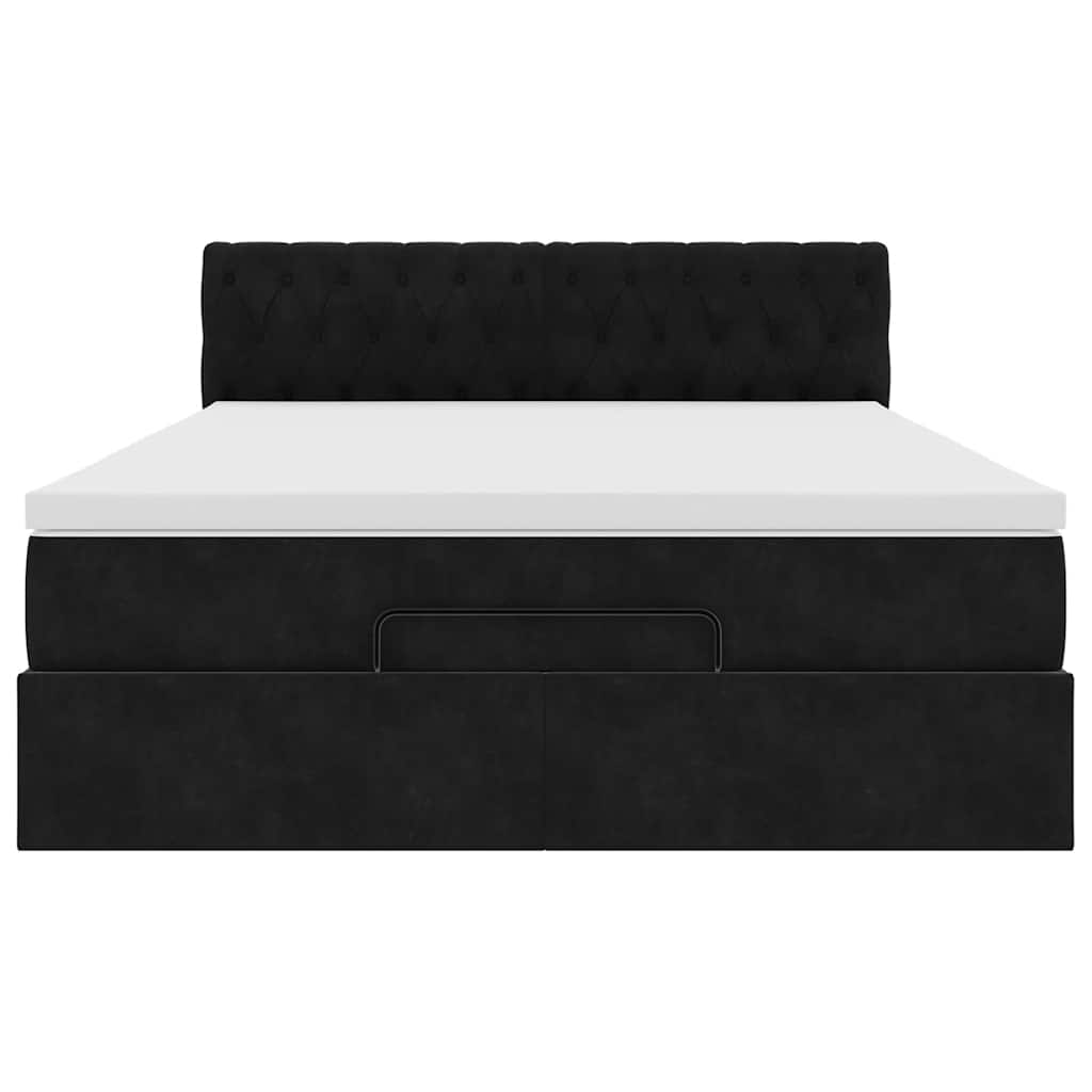 Cadre de lit ottoman avec matelas noir 140x200 cm velours - XIOS