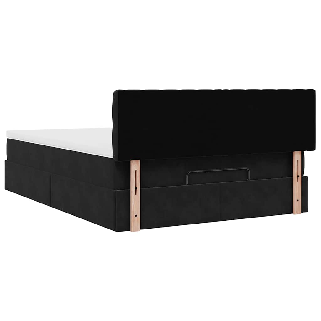 Cadre de lit ottoman avec matelas noir 140x200 cm velours - XIOS