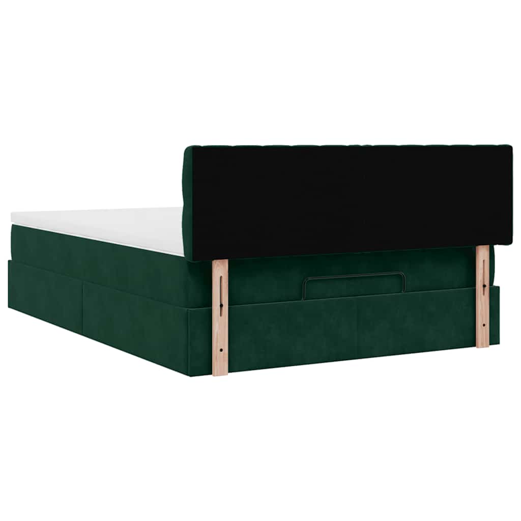 Cadre de lit ottoman avec matelas vert foncé 140x200 cm velours - XIOS