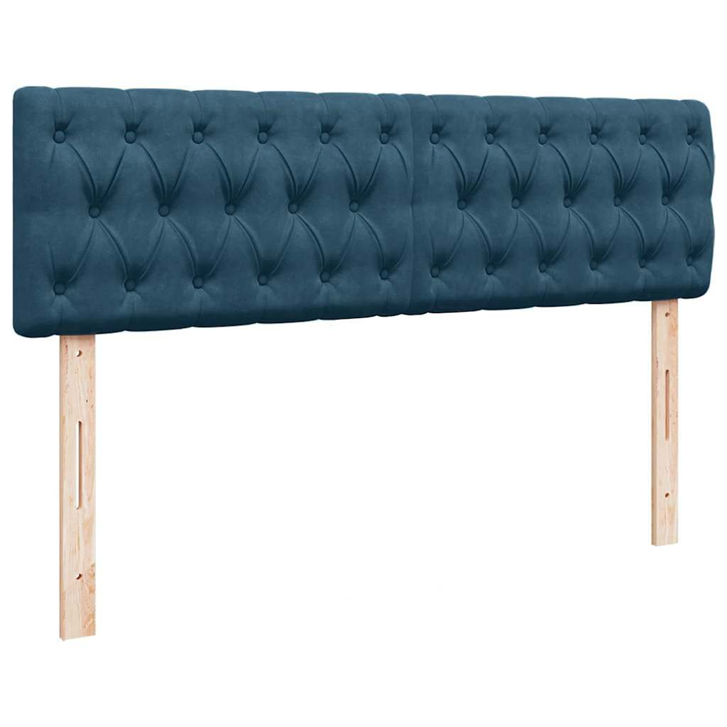 Cadre de lit ottoman avec matelas bleu foncé 140x200 cm velours