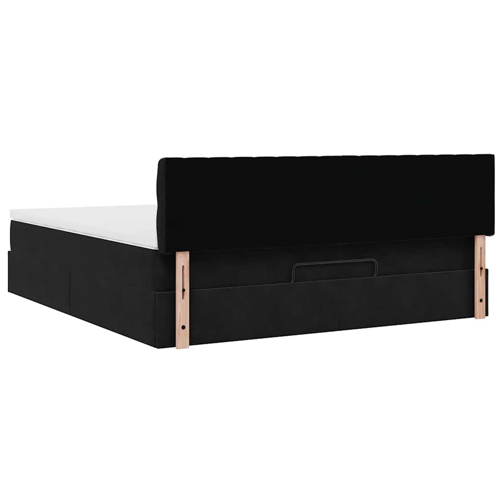 Cadre de lit ottoman avec matelas noir 180x200 cm velours - XIOS