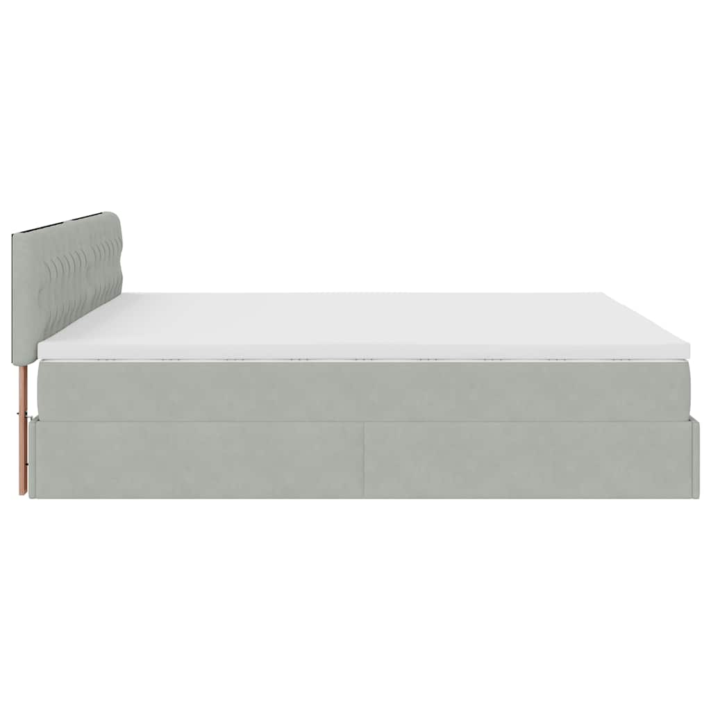 Cadre de lit ottoman avec matelas gris clair 200x200 cm velours - XIOS