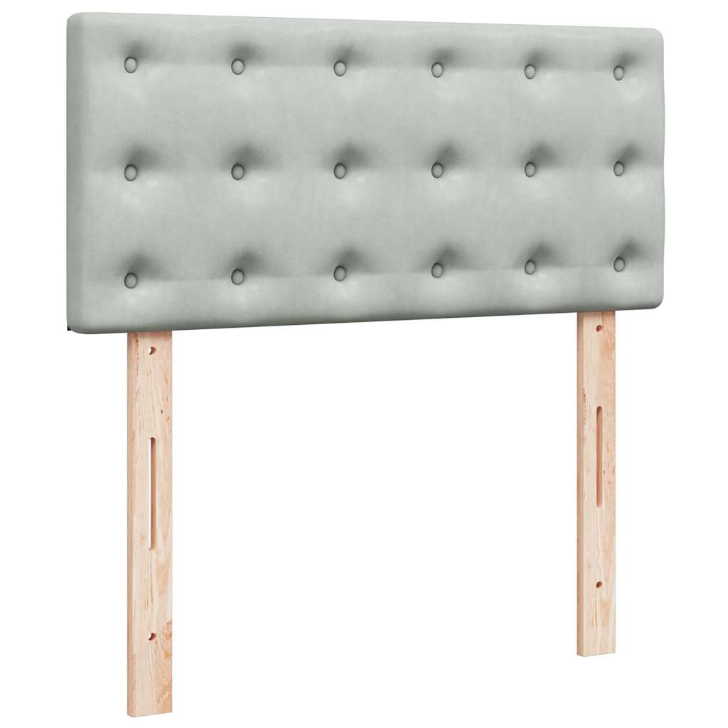 Cadre de lit ottoman et matelas gris clair 90x190 cm velours - XIOS