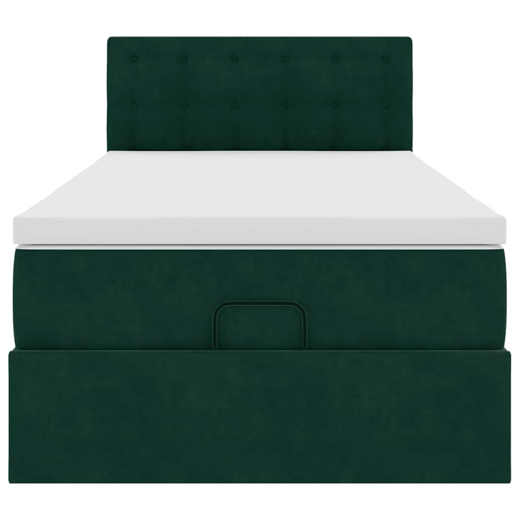 Cadre de lit ottoman avec matelas vert foncé 90x190 cm velours - XIOS