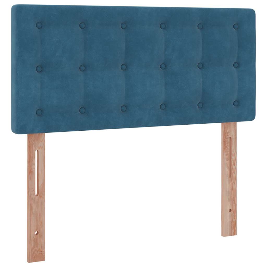 Cadre de lit ottoman avec matelas bleu foncé 90x190 cm velours - XIOS