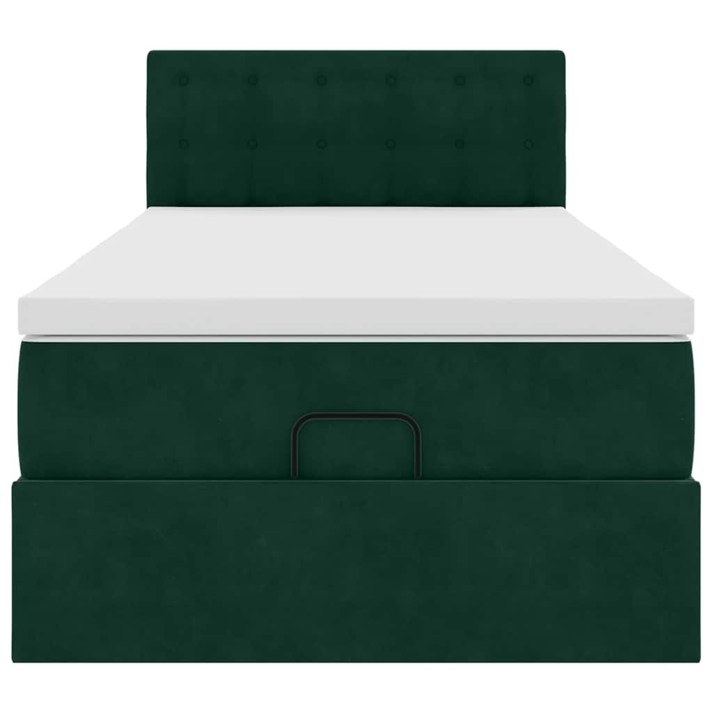 Cadre de lit ottoman avec matelas vert foncé 90x200 cm velours - XIOS
