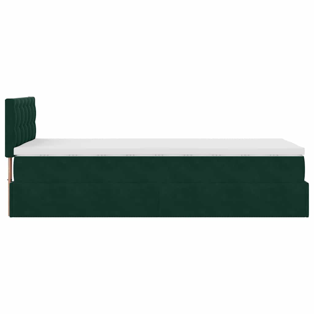 Cadre de lit ottoman avec matelas vert foncé 90x200 cm velours - XIOS