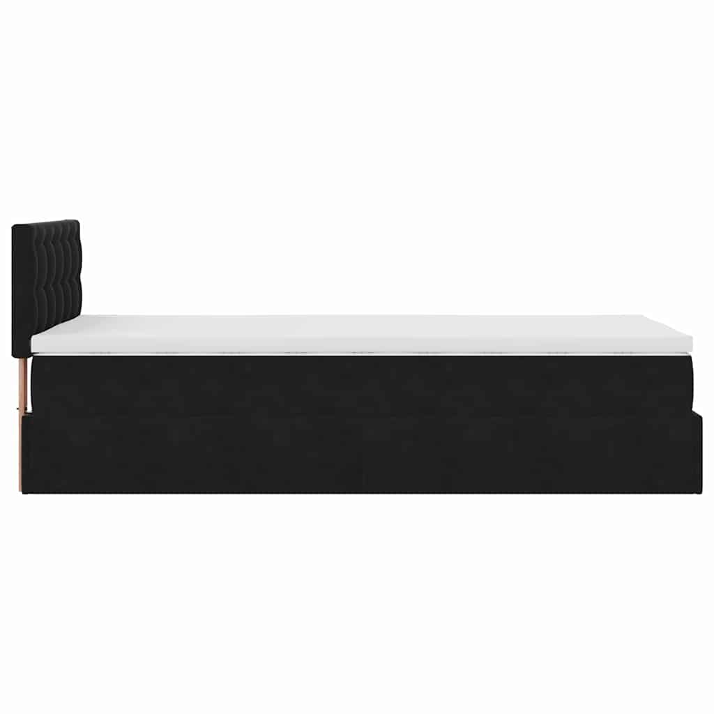 Cadre de lit ottoman avec matelas noir 100x200cm velours - XIOS