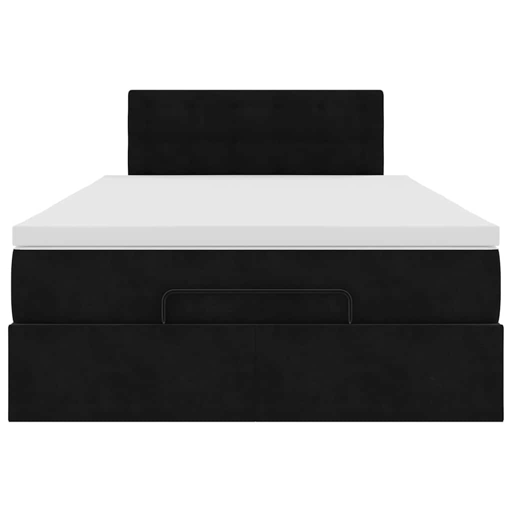 Lit ottoman avec matelas noir 120x190 cm velours - XIOS