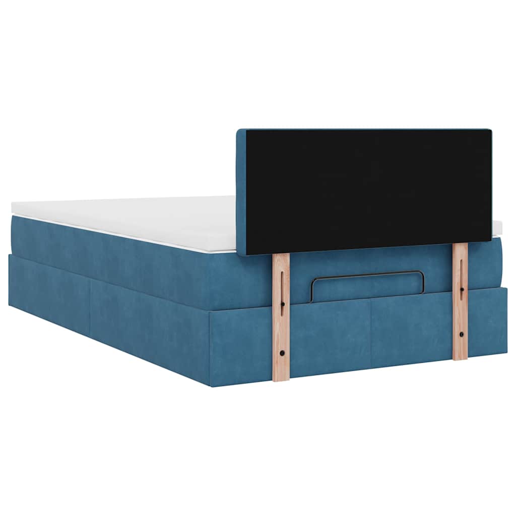 Lit ottoman avec matelas bleu foncé 120x190 cm velours - XIOS