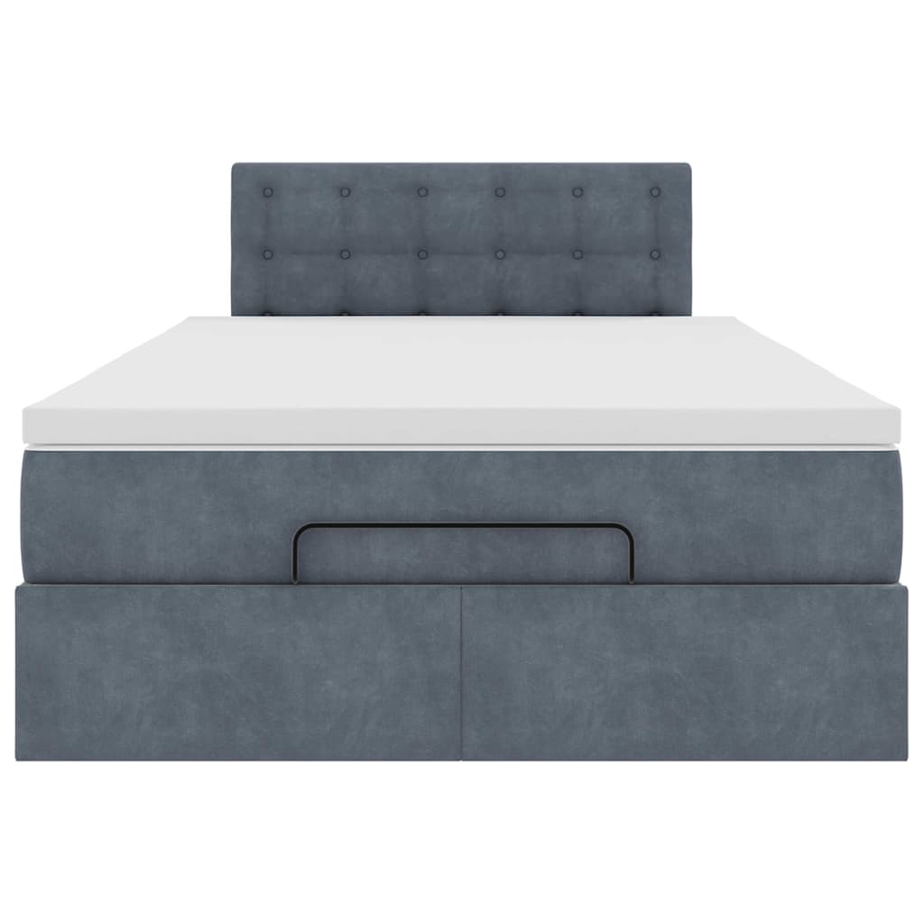 Cadre de lit ottoman et matelas gris foncé 120x200 cm velours - XIOS