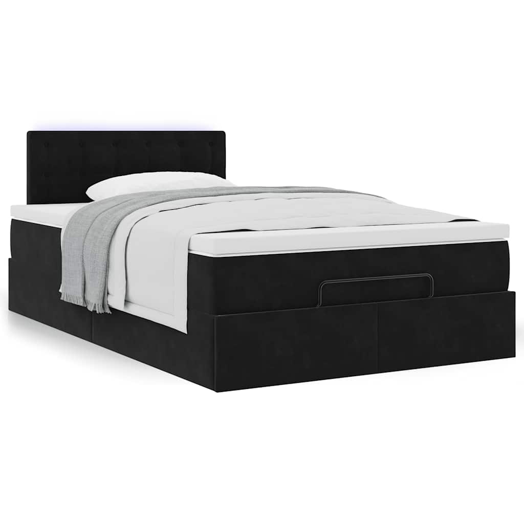 Cadre de lit ottoman avec matelas noir 120x200 cm velours - XIOS