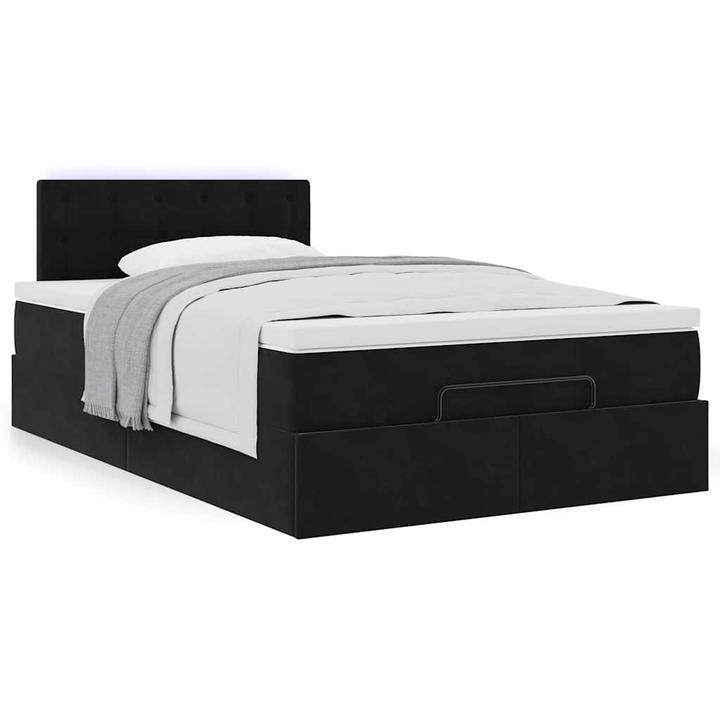Cadre de lit ottoman avec matelas noir 120x200 cm velours - XIOS
