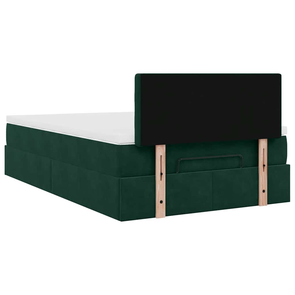 Cadre de lit ottoman avec matelas vert foncé 120x200 cm velours - XIOS
