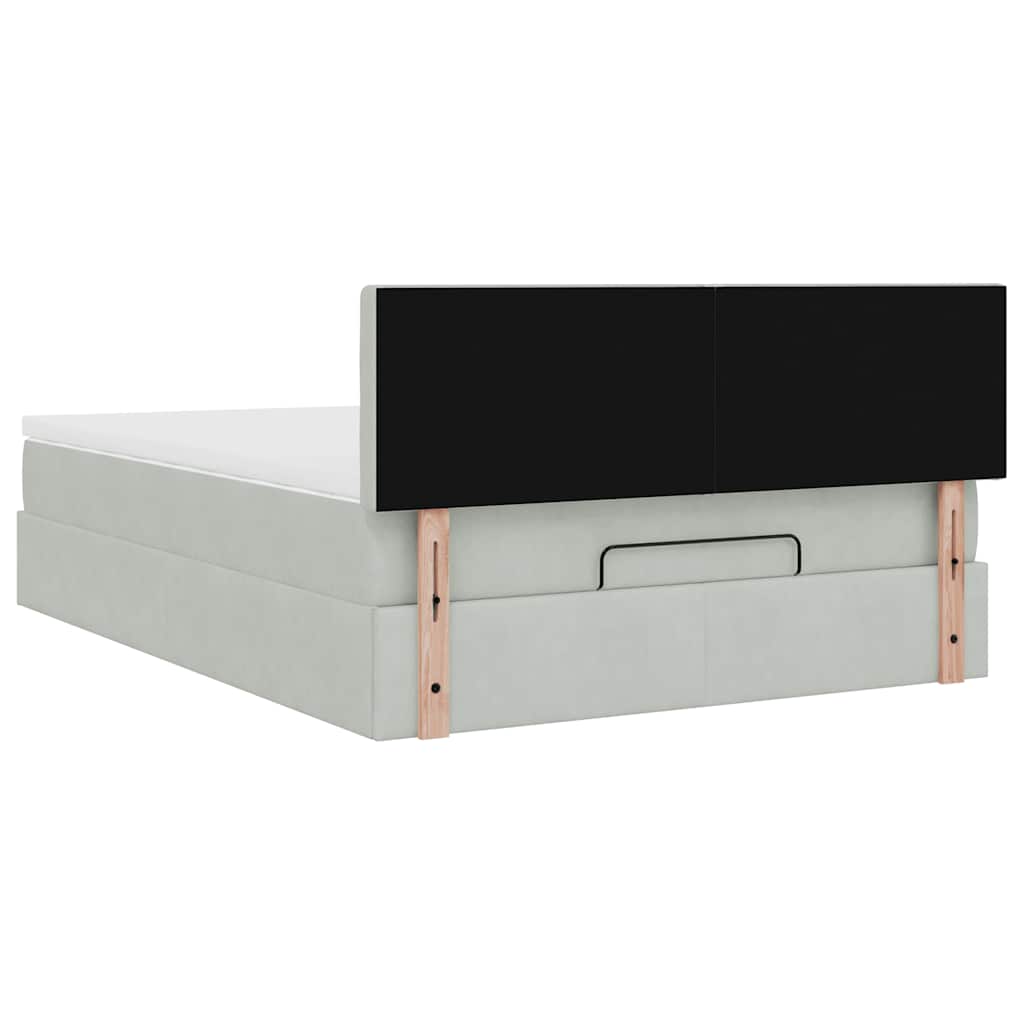 Cadre de lit ottoman avec matelas gris clair 140x200 cm velours - XIOS