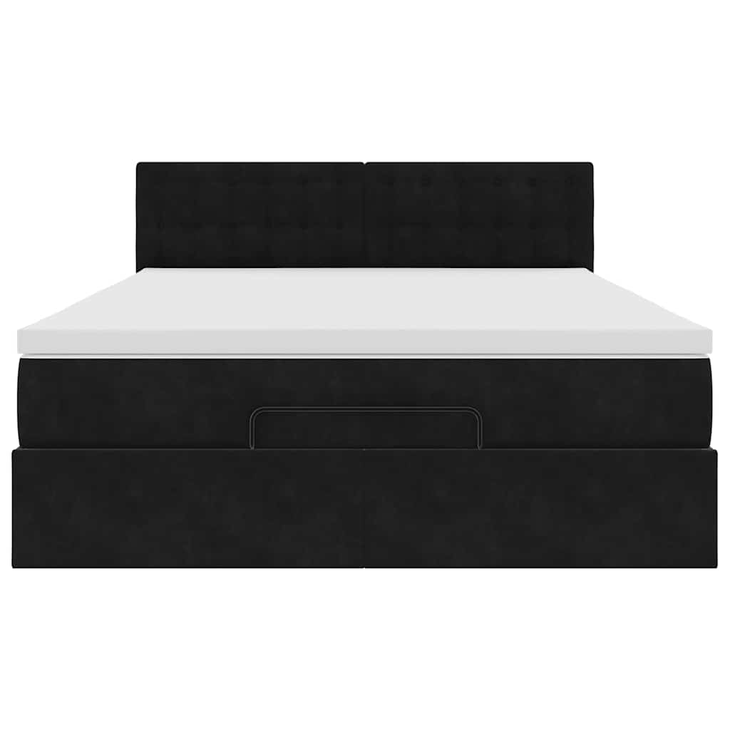 Cadre de lit ottoman avec matelas noir 140x200 cm velours - XIOS